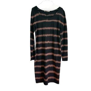 Peruvian Connection Pima Cotton Dress Black Brown Sz Medium Abstract Tie Dye